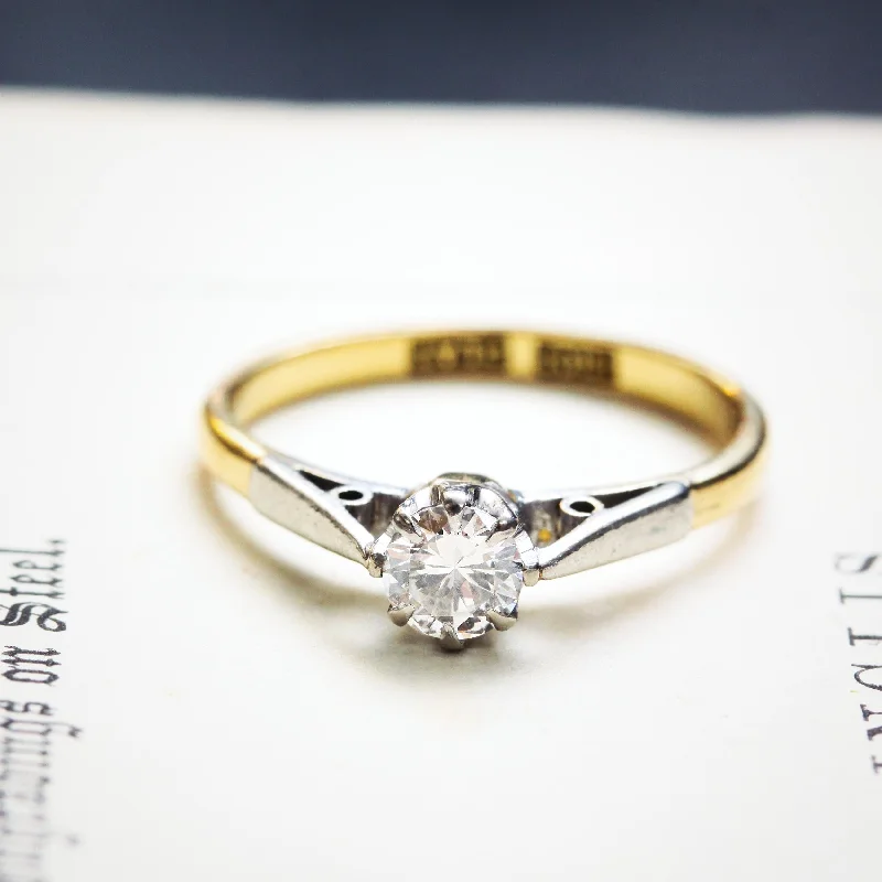 Faith charm rings-Glittering Sensation! Vintage Brilliant Cut Diamond Solitaire Ring