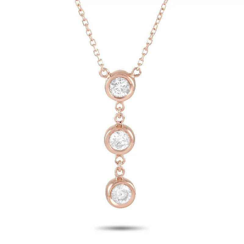 Rose Gold 0.35 ct Diamond Pendant Necklace ANK-15779R Length 15 Inch