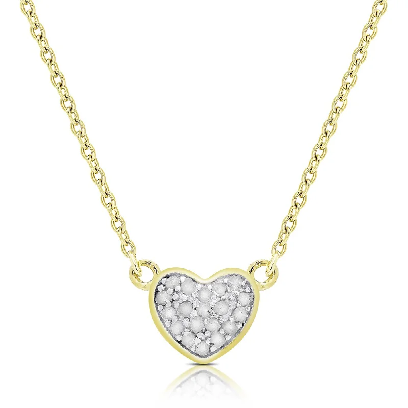 Finesque Gold Over Silver Diamond Accent Heart Necklace