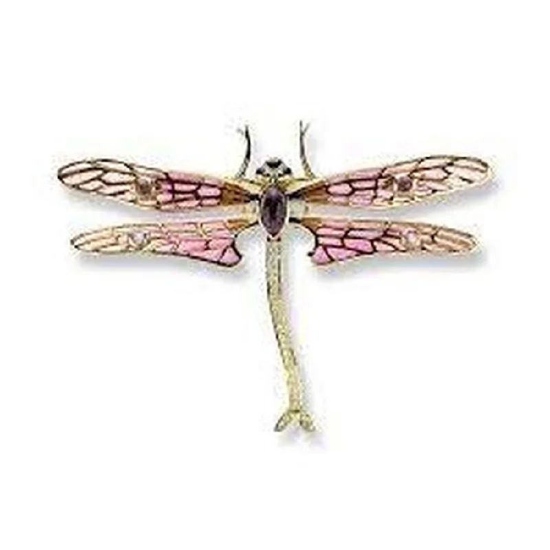 Tight clasp engagement rings-18ct Yellow Gold Enamel Set Large Dragonfly Brooch