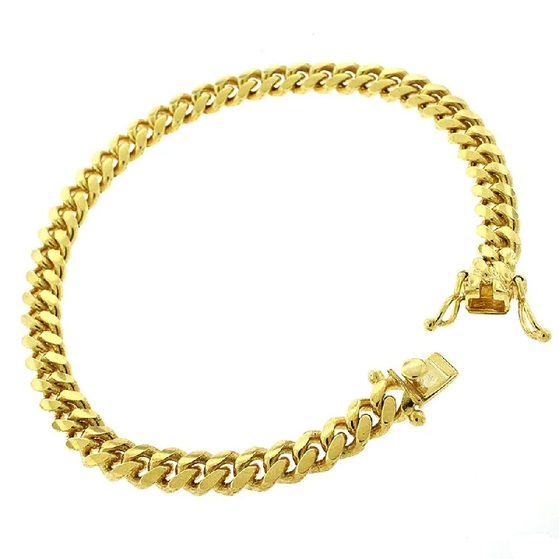 Authentic 14k Yellow Gold 6mm Solid Miami Cuban Curb Link Thick Necklace Chain 8.5", Men & Women, In Style Designz