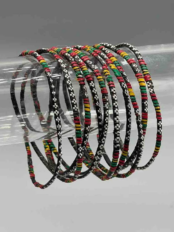 Cotton cord bangles-Narrowest Finest Design Recycled Plastic Bracelet - Black & White