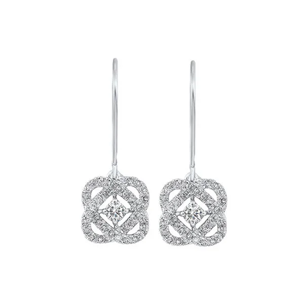 Satin gloss earrings-SILVER DIAMOND (1/4CTW) EARRING