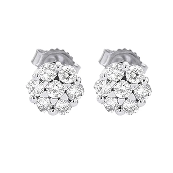 Topaz gem earrings-14KT WHITE GOLD DIAMOND (1CTW) EARRING