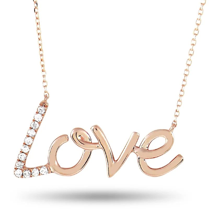 Rose Gold 0.10 ct Diamond Love Pendant Necklace ANK-15794R Length N/A