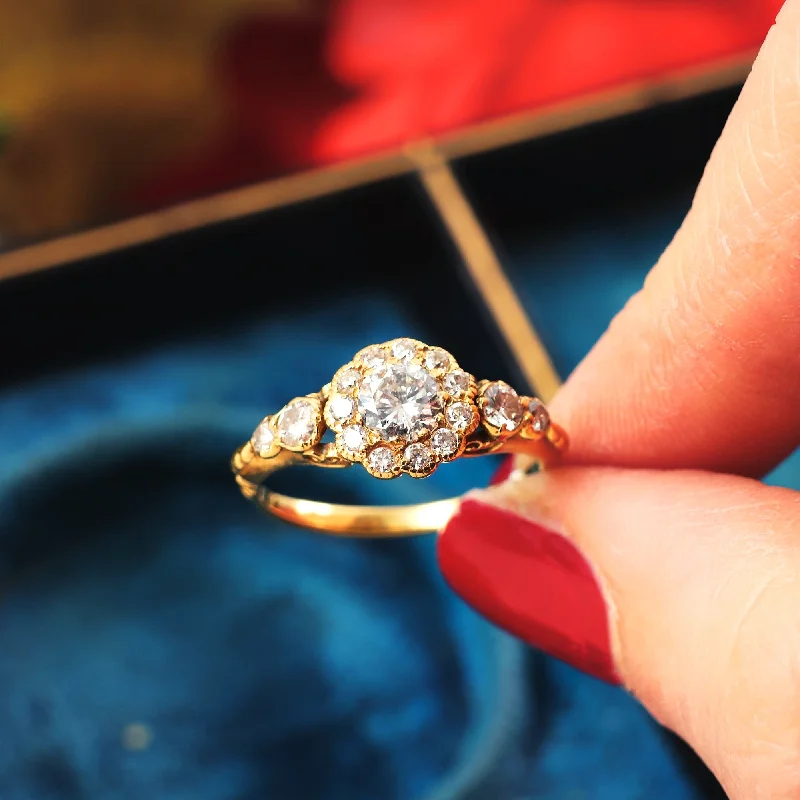 Sleek gold rings-Romantic Victorian Style Diamond Daisy Engagement Ring