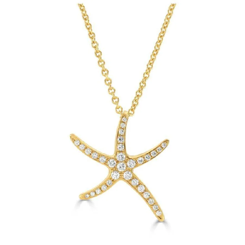 Woven cord engagement rings-18ct Yellow Gold Diamond Set Starfish Pendant