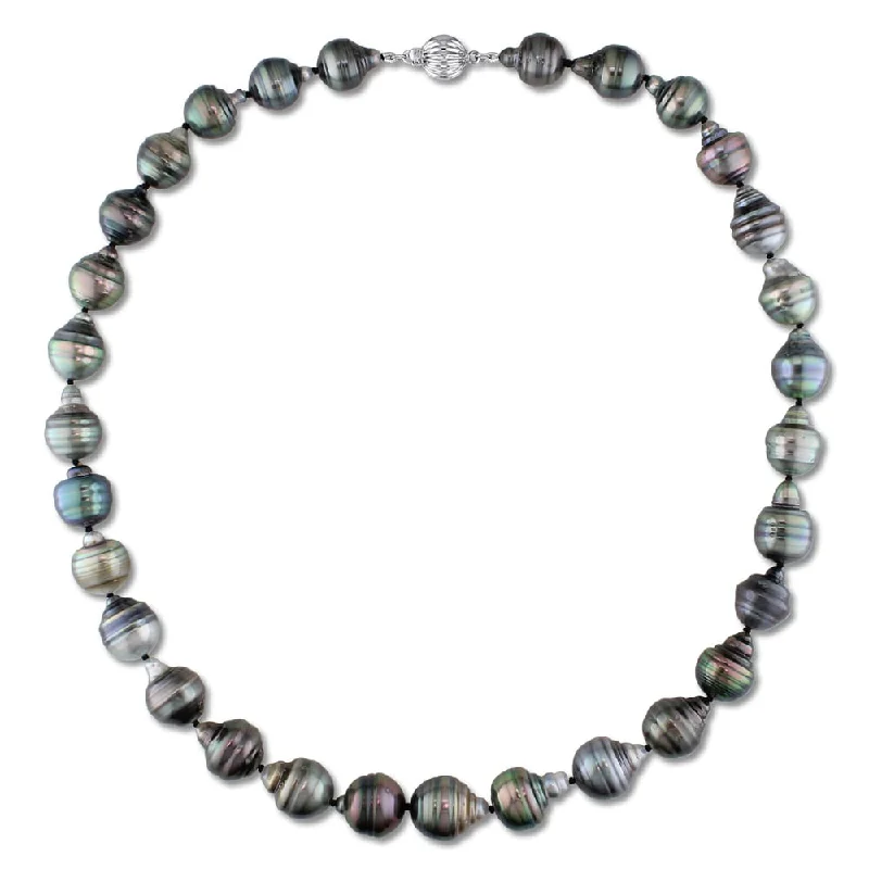 Miadora 14k White Gold Tahitian Pearl Necklace (10-11 mm)