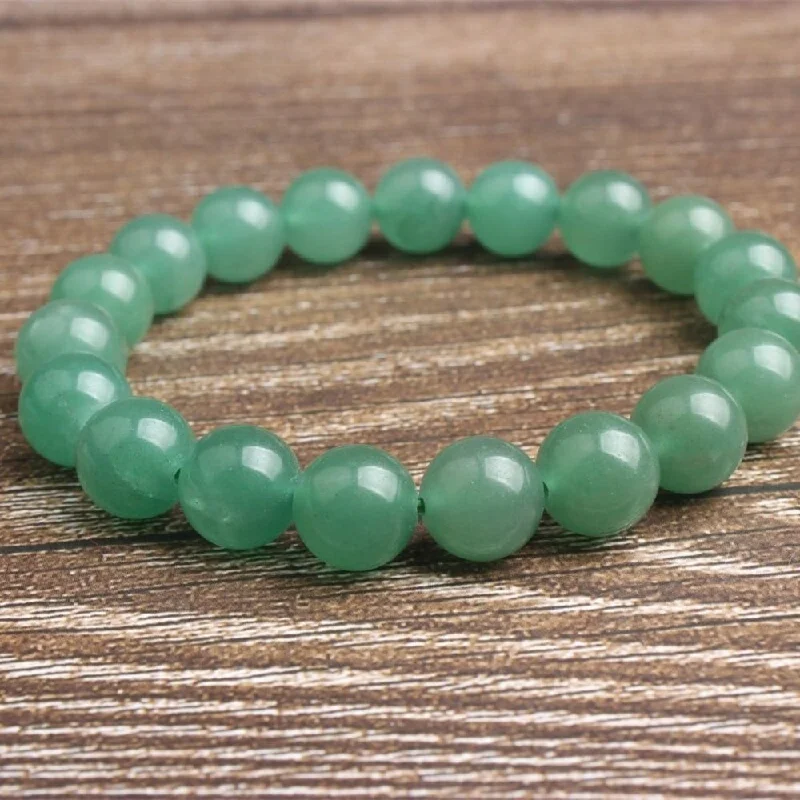 Tiered link bangles-Green Aventurine Bead Bracelet