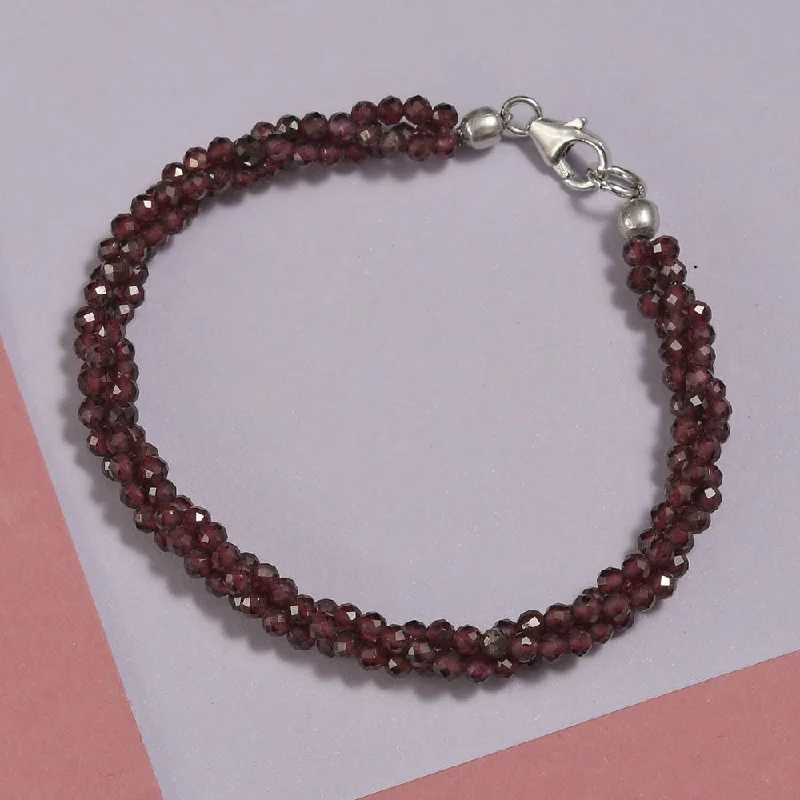 Worn charm bangles-Orissa Rhodolite Garnet Beaded Bracelet