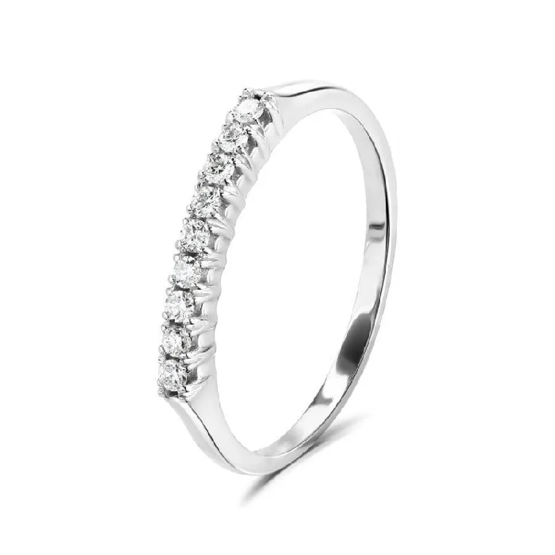 Double stone engagement rings-9ct White Gold 9-Stone Round Brilliant Cut Diamond Half Eternity Ring