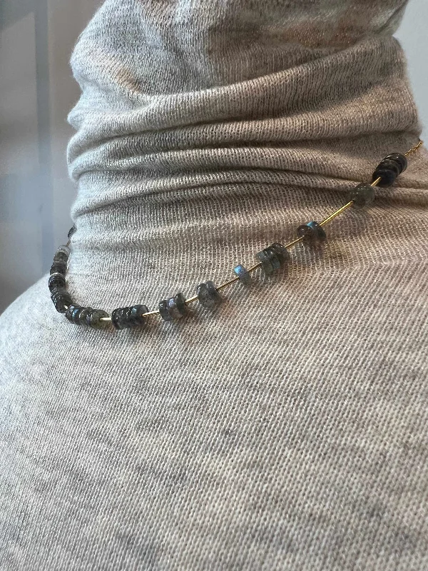 Labradorite Heishi Choker Necklace