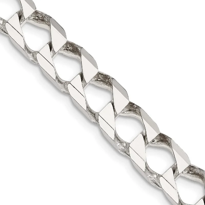 Curata 925 Sterling Silver 6.75mm Polished Open Curb Chain Necklace