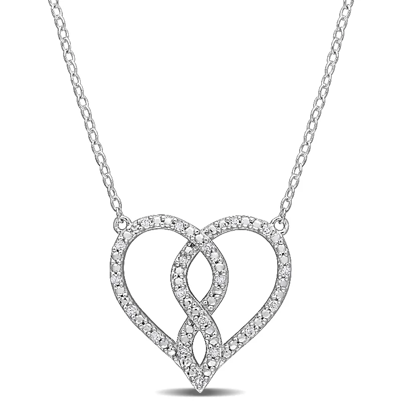 Miadora Sterling Silver 1/10ct TDW Diamond Heart Infinity Necklace