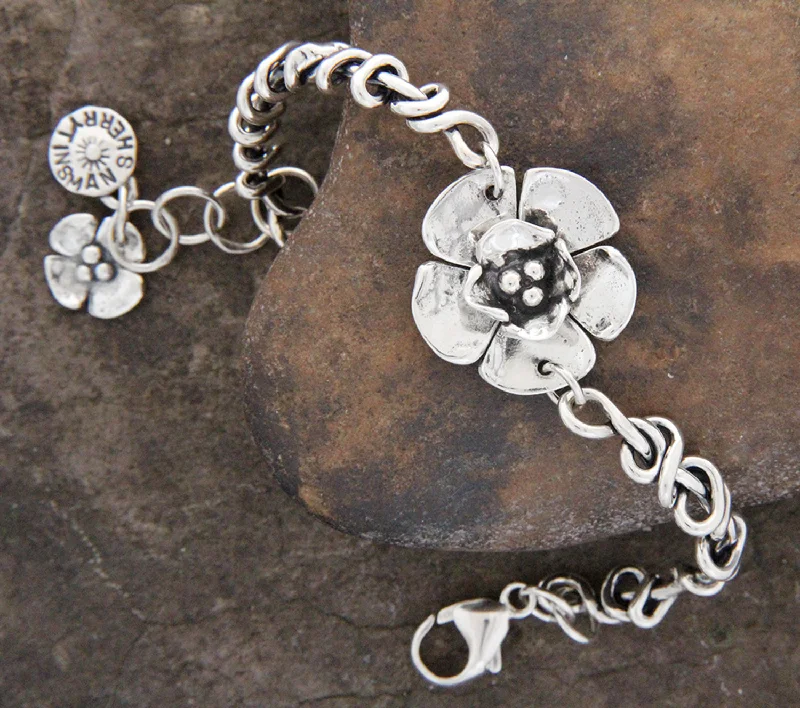 Pure link bangles-Double Dogwood Bracelet with Wrapped Vine Sides