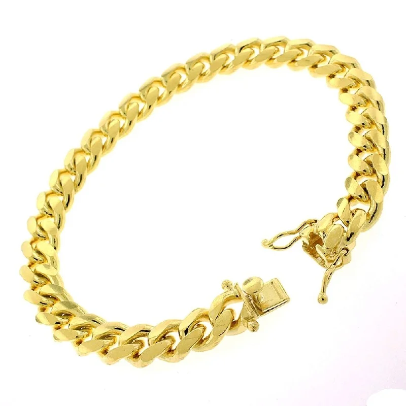 Authentic 14k Yellow Gold 8.5mm Solid Miami Cuban Curb Link Thick Necklace Chain 9", Men & Women, In Style Designz