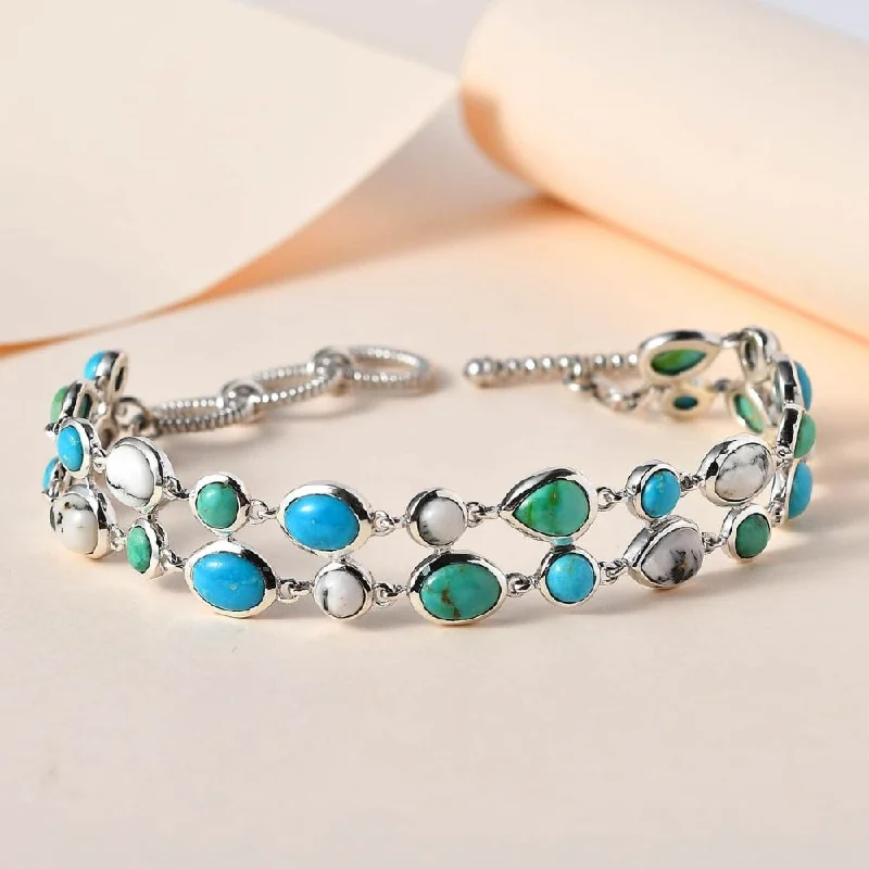 Retro charm bangles-White Buffalo and Blue Ridge Turquoise Bracelet