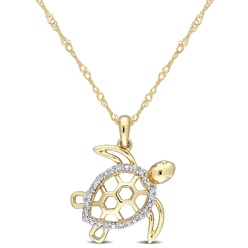 Miadora 10k Yellow Gold Diamond Accent Sea Turtle Necklace