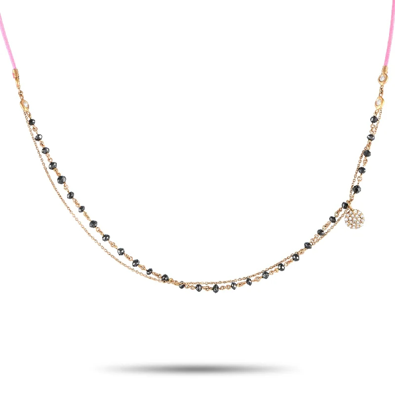 Aaron Basha Rose Gold 1.30ct Black Diamond Necklace AB12-111424 Length 17 Inch