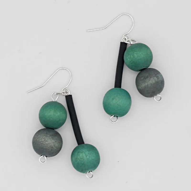 Surf design earrings-Teal Triple Bead Jacie Dangle Earring