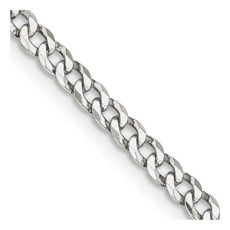 Curata 925 Sterling Silver 3.2mm Beveled Curb Chain Necklace Options: 16 18 20 22 24