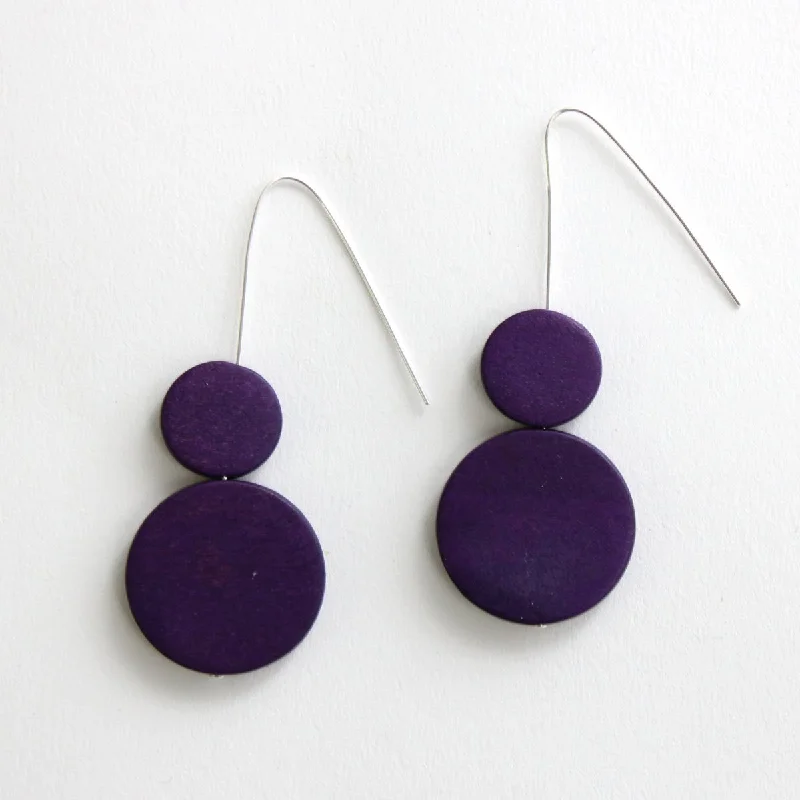 Silk fringe earrings-Double Bead Sarah Earrings Purple