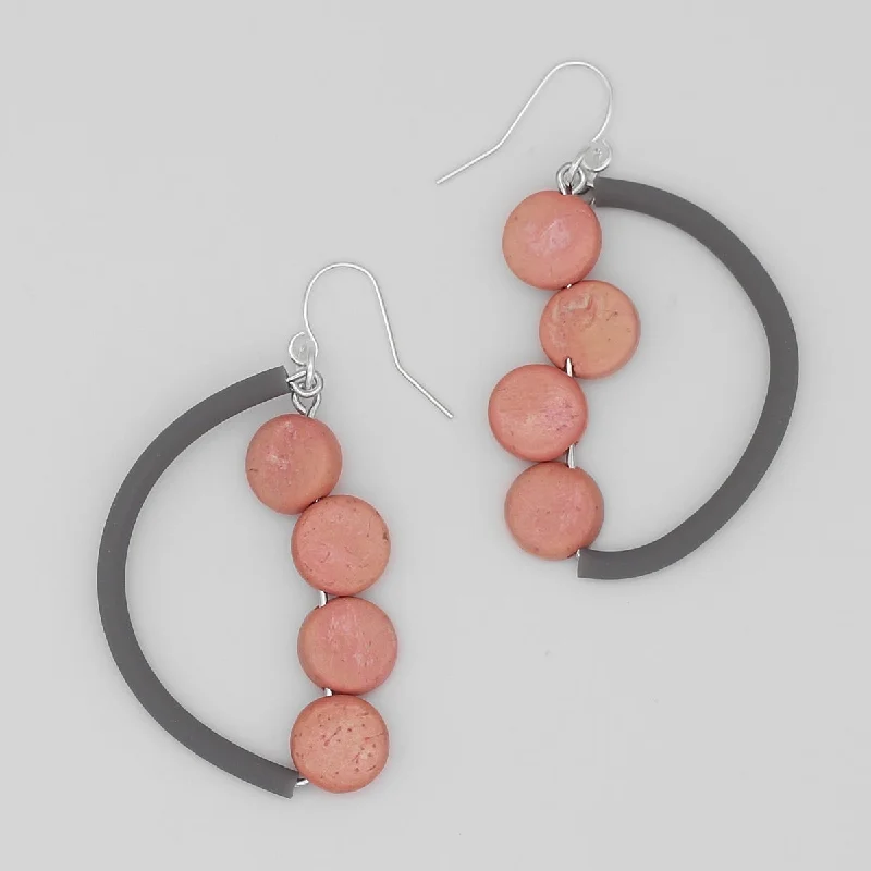 Victorian charm earrings-Pink Half Moon Dangle Earring