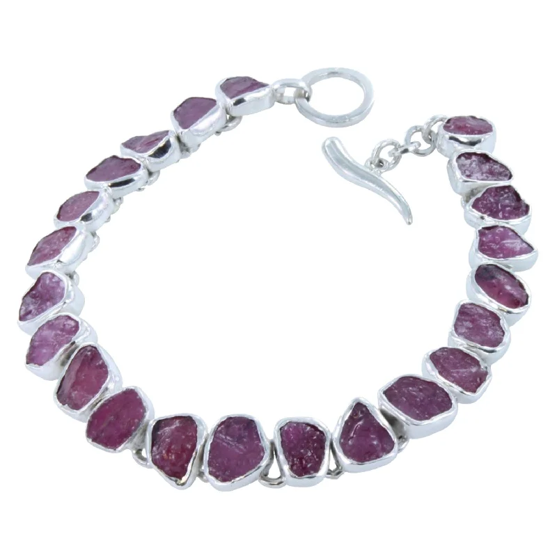 Citrine bangles-Rough Stone Ruby Bracelet in Sterling Silver