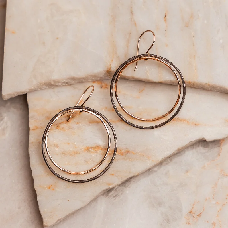 Worn bronze earrings-Helena Mixed Metal Earrings