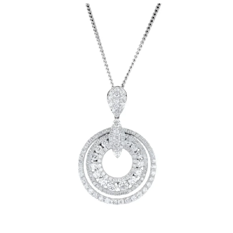 Timeless silver engagement rings-18ct White Gold Diamond Set Concentric Circle Pendant