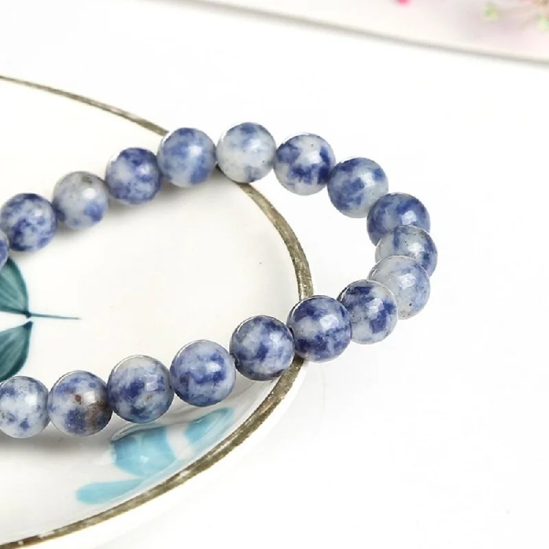 Chunky gem bangles-Blue Sodalite Bead Bracelet