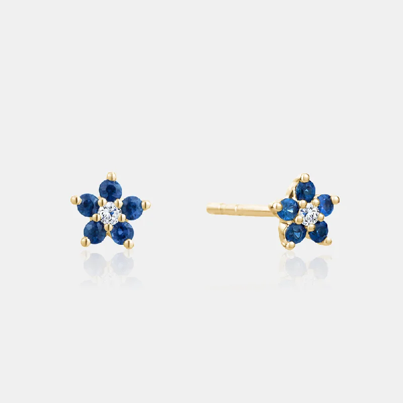 Bright gem earrings-Gemstone Bloom Studs