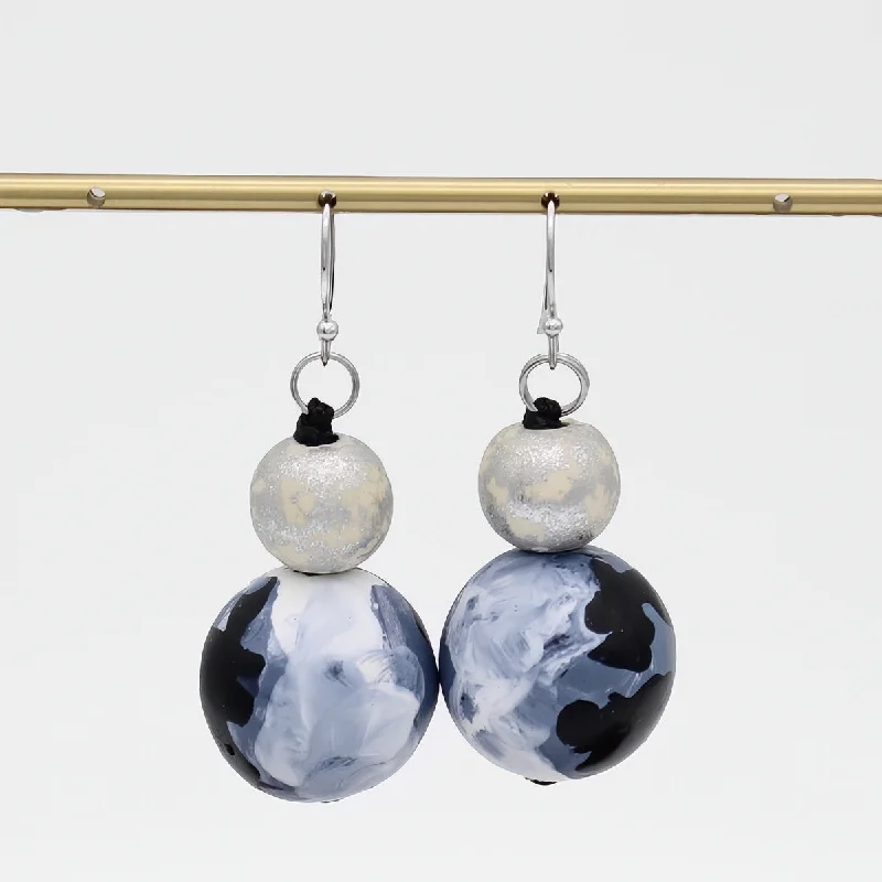 Petal hoop earrings-Celestial Waves Marble Dangle Earring