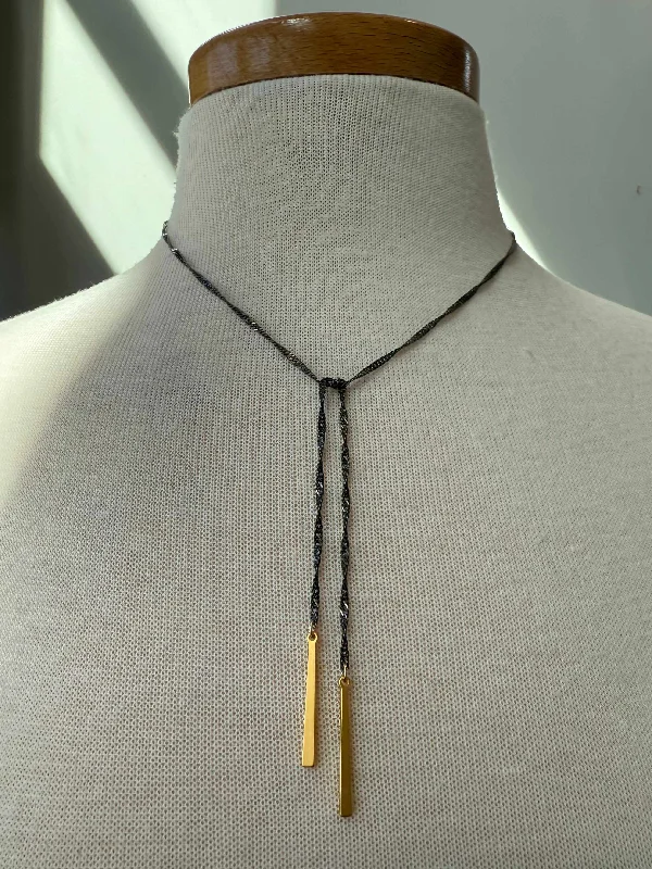 Gunmetal Lariat Necklace