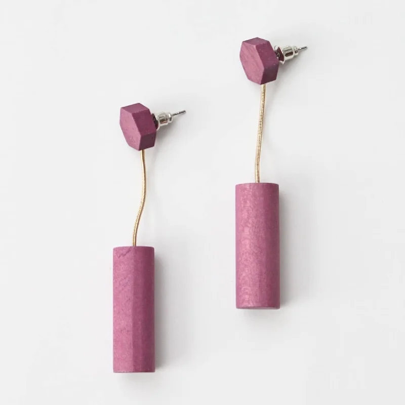 Bamboo style earrings-Cylinder Lilac Laura Earrings