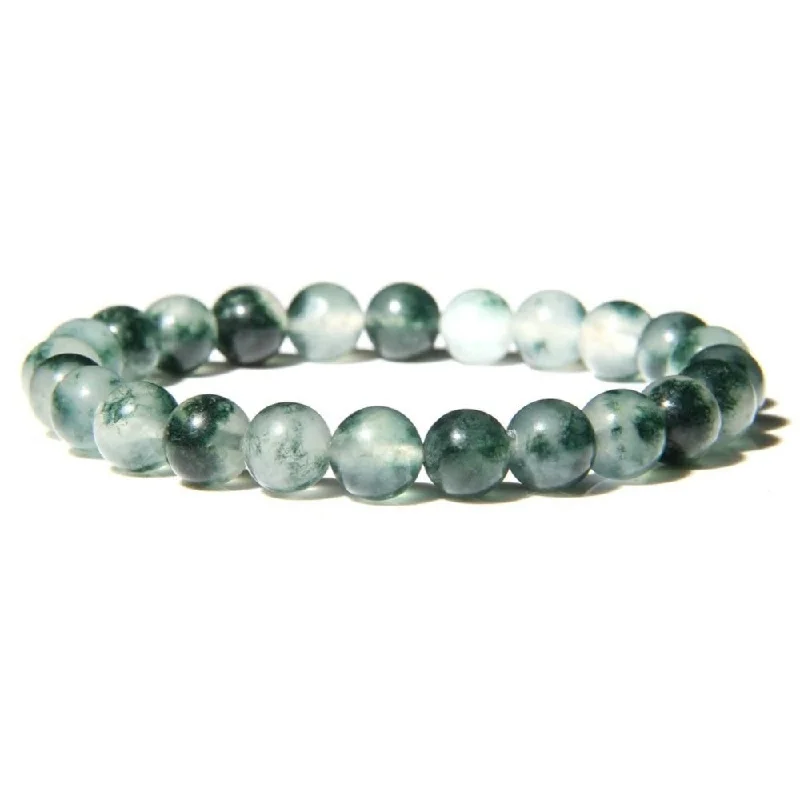 Tide motif bangles-Green Moss Agate Bead Bracelet