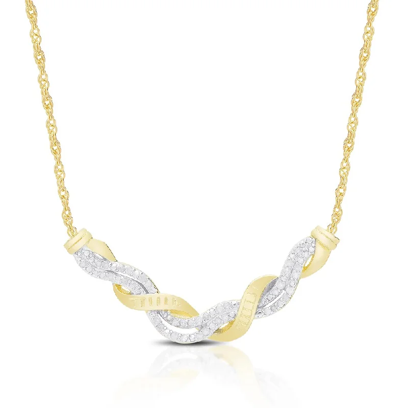 Finesque Gold Over Sterling Silver 1/5 Ct TDW Diamond Twist Necklace