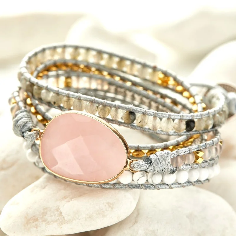 New moon bangles-Rose Quartz Lover Bracelet