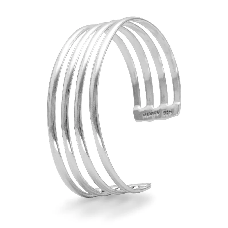 Antique silver bangles-4 Row Polished Cuff