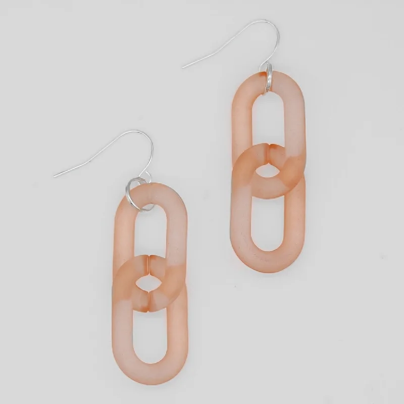 Stellar glow earrings-Peach Resin Link Dangle Earring