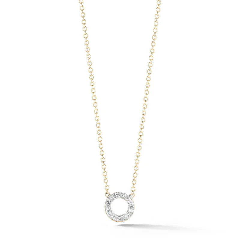 *14kt Gold Mini Diamond Circle Necklace