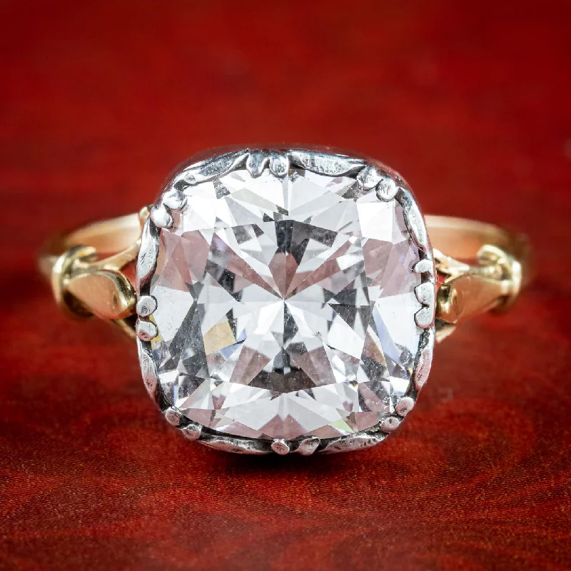 Flat band rings-Georgian Style Cushion Cut Paste Solitaire Ring