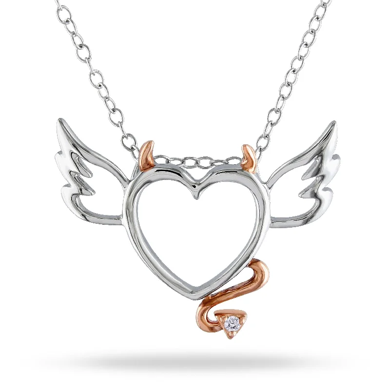 Miadora Sterling Silver Diamond Accent Devil Heart Necklace