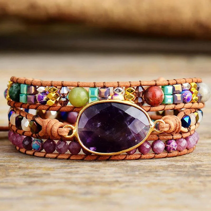 Fine cord bangles-Amethyst Freedom Bracelet