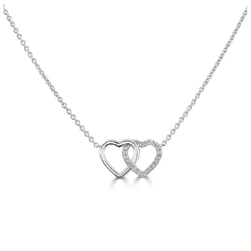 Bold halo engagement rings-18ct White Gold Diamond Set Interlocking Heart Pendant & Chain