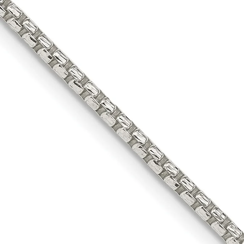 Curata 925 Sterling Silver 2mm Half Round Diamond Cut Fancy Box Chain Necklace