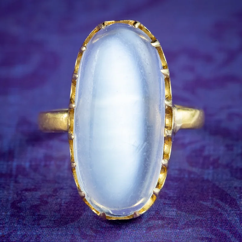 Reed style rings-Antique Victorian Moonstone Ring 6ct Moonstone