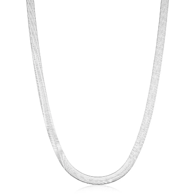 Sterling Silver 5.5 millimeter Herringbone Necklace for Men and Women - Made in Italy