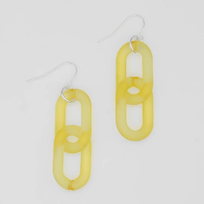 Silk fringe earrings-Yellow Resin Link Dangle Earring