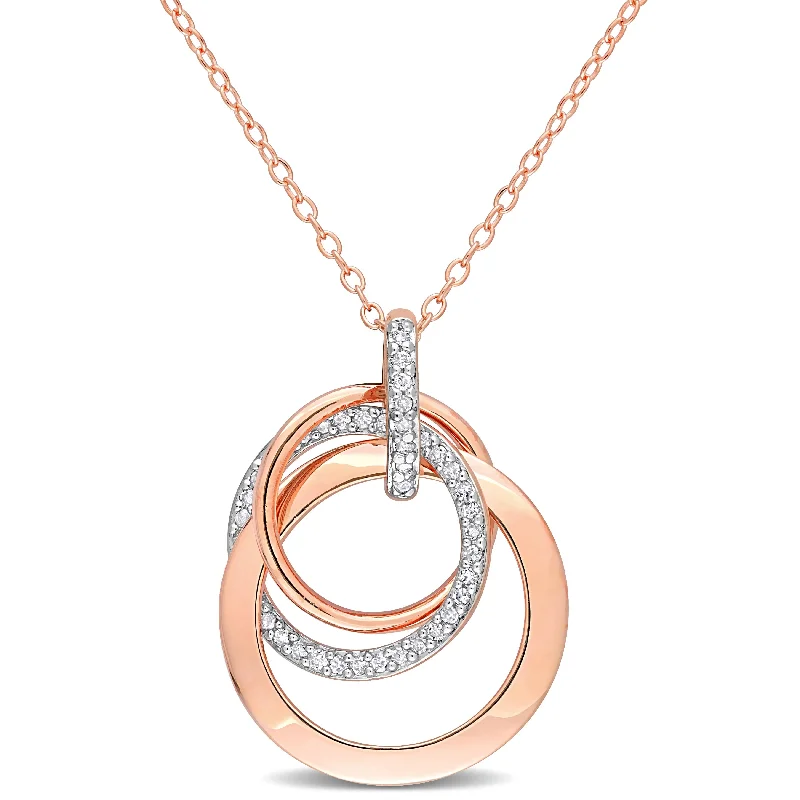 Miadora 1/5ct TDW Diamond Interlocking Multiple Circle Necklace in Rose Plated Sterling Silver